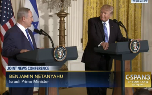 Netanyahu and Trump at a joint news conference Wednesday